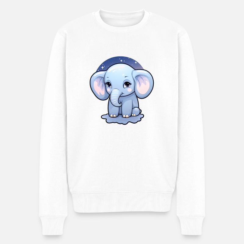 Baby Elefant Kawaii - Männer Premium Bio Pullover - Weiß