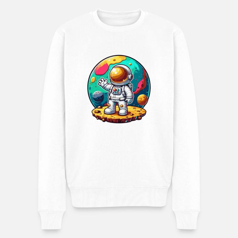 Kleiner Astronaut - Männer Premium Bio Pullover - Weiß
