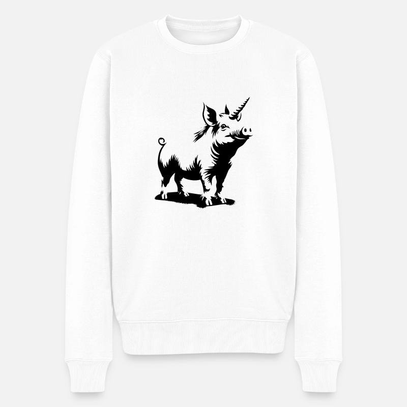 Schweinhorn - Männer Premium Bio Pullover - Weiß