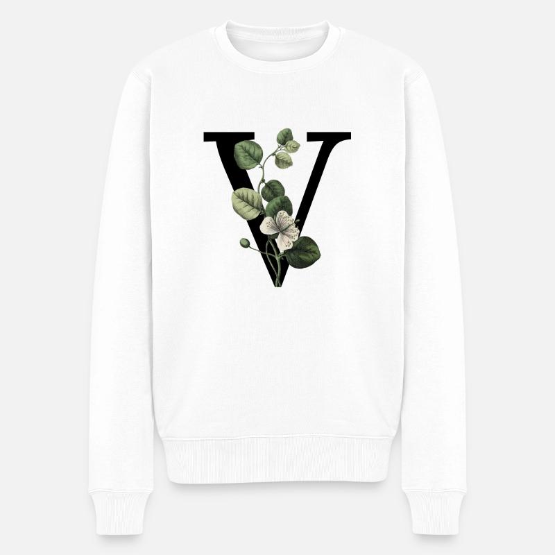 lettre v botanique vert - Pull Premium bio Homme - blanc
