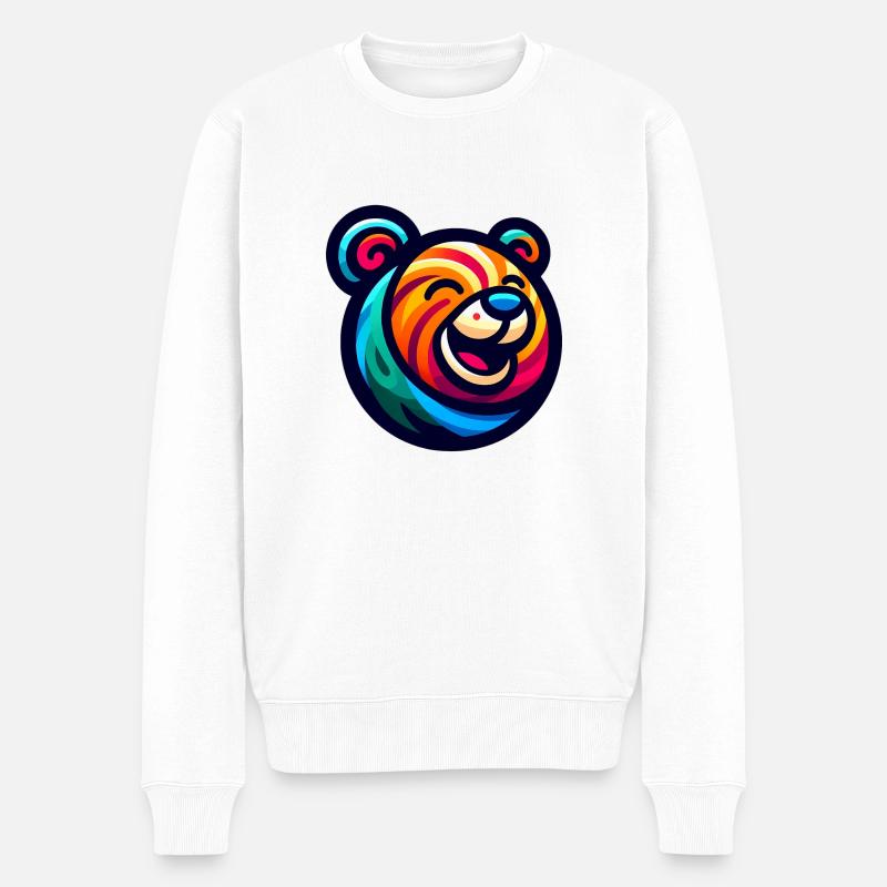 Funny Bear - Männer Premium Bio Pullover - Weiß