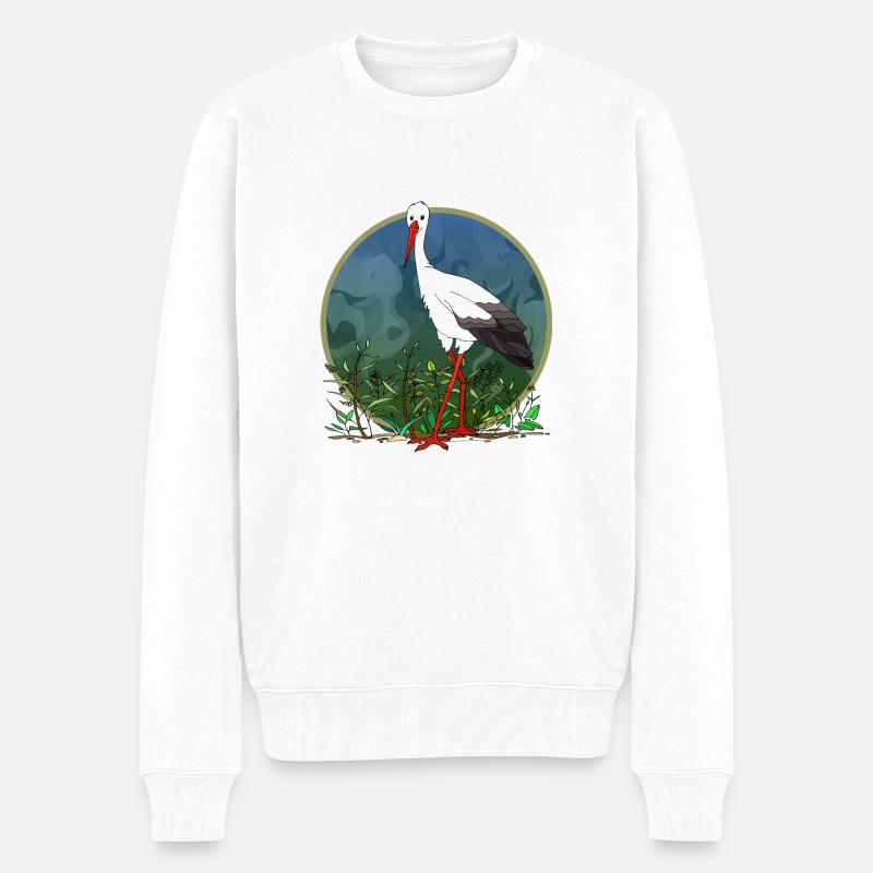 Storchvogel - Männer Premium Bio Pullover - Weiß