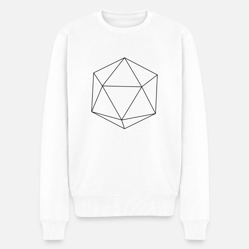 schwarzer Ikosaeder - Männer Premium Bio Pullover - Weiß