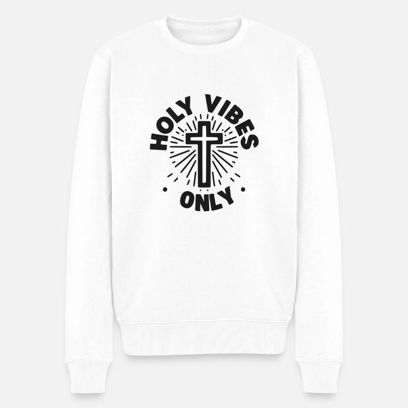 Nur heilige Vibes - Männer Premium Bio Pullover - Weiß