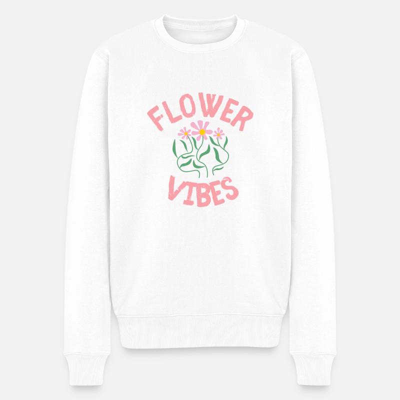 Flower Vibes - Männer Premium Bio Pullover - Weiß