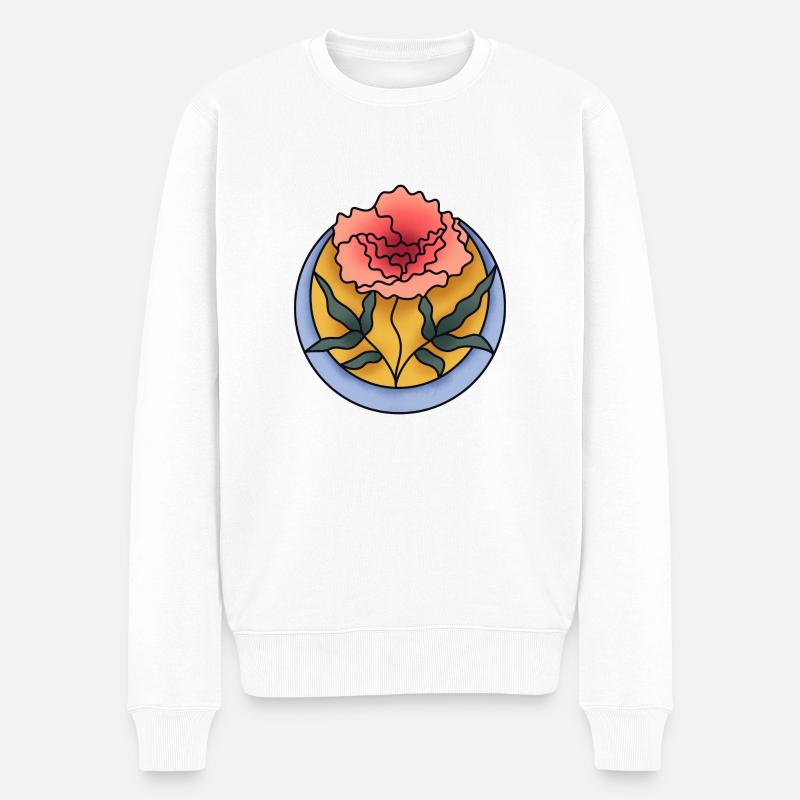 Mosaik Blume - Männer Premium Bio Pullover - Weiß