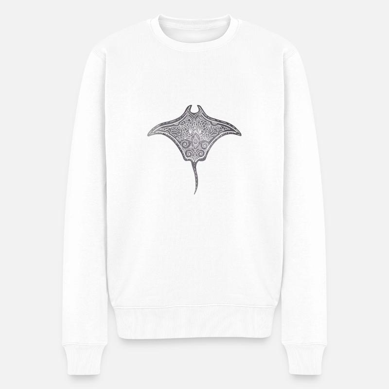 Hypnotisierende Rochen-Illustration - Männer Premium Bio Pullover - Weiß