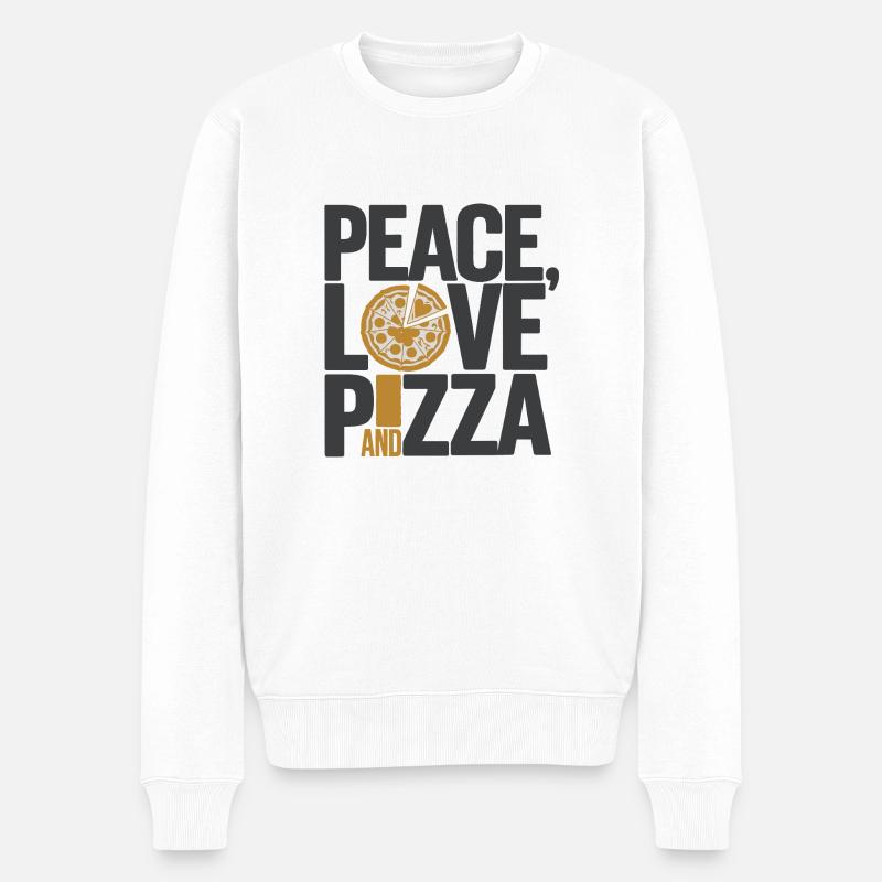 Paix, amour et pizza - Pull Premium bio Homme - blanc
