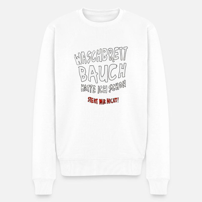 Waschbrettbauch - Männer Premium Bio Pullover - Weiß