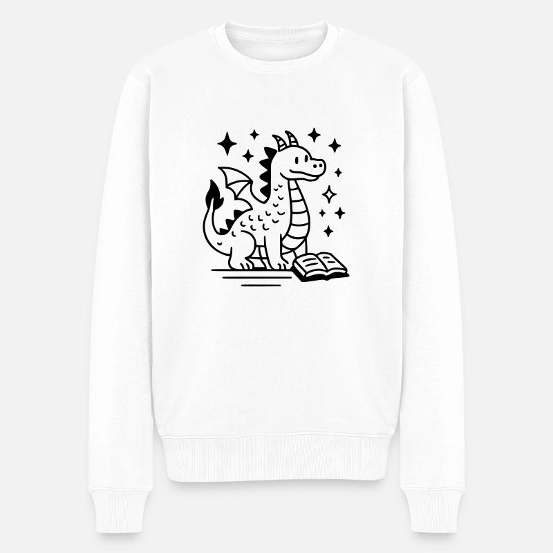 Drachen-Zeichnung - Männer Premium Bio Pullover - Weiß