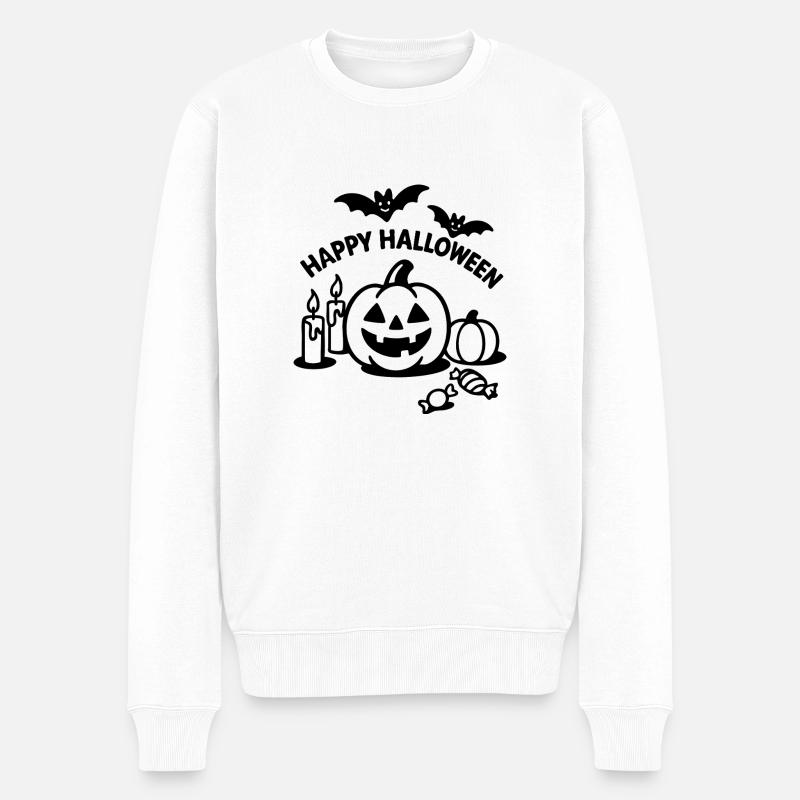 Halloween Pumpkin - Männer Premium Bio Pullover - Weiß