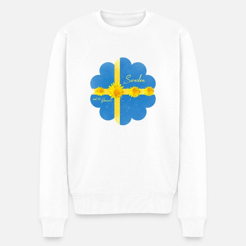 Suède Fleurs Solstice d’été - Pull Premium bio Homme - blanc