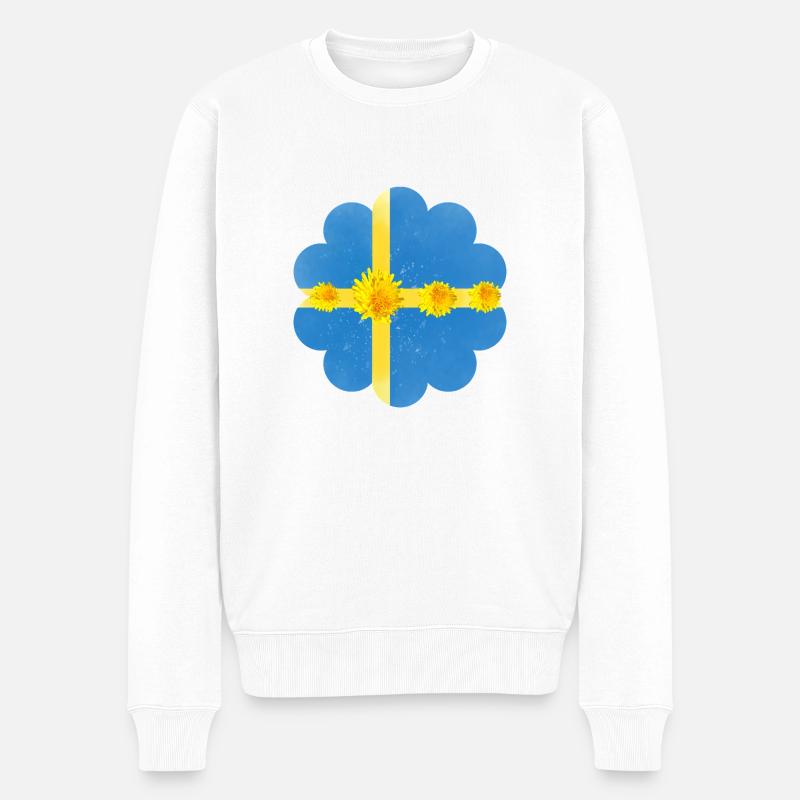 Schweden Löwenzahnblüten Schweden Fahne - Männer Premium Bio Pullover - Weiß
