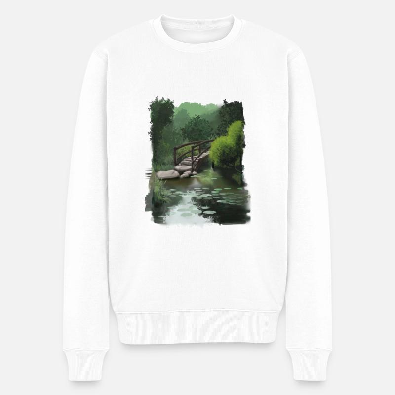 Verträumter Garten - Männer Premium Bio Pullover - Weiß