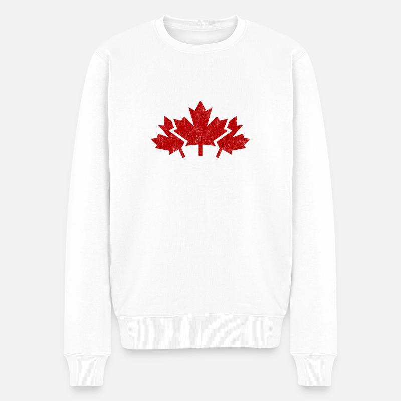 CANADA, KANADA 3 AHORNBLÄTTER USED - Männer Premium Bio Pullover - Weiß