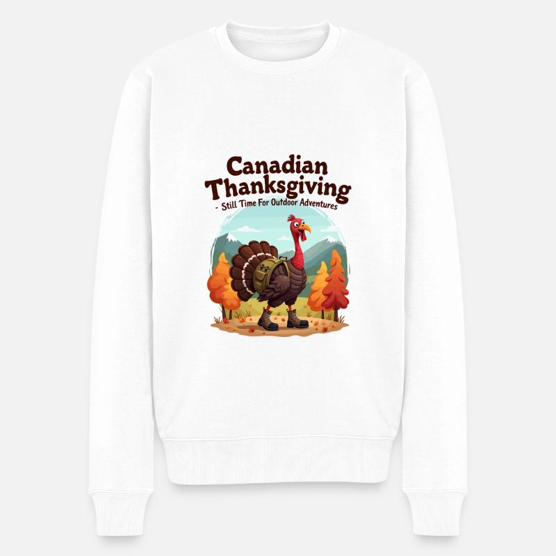 Kanadisches Thanksgiving Abenteuer - Männer Premium Bio Pullover - Weiß