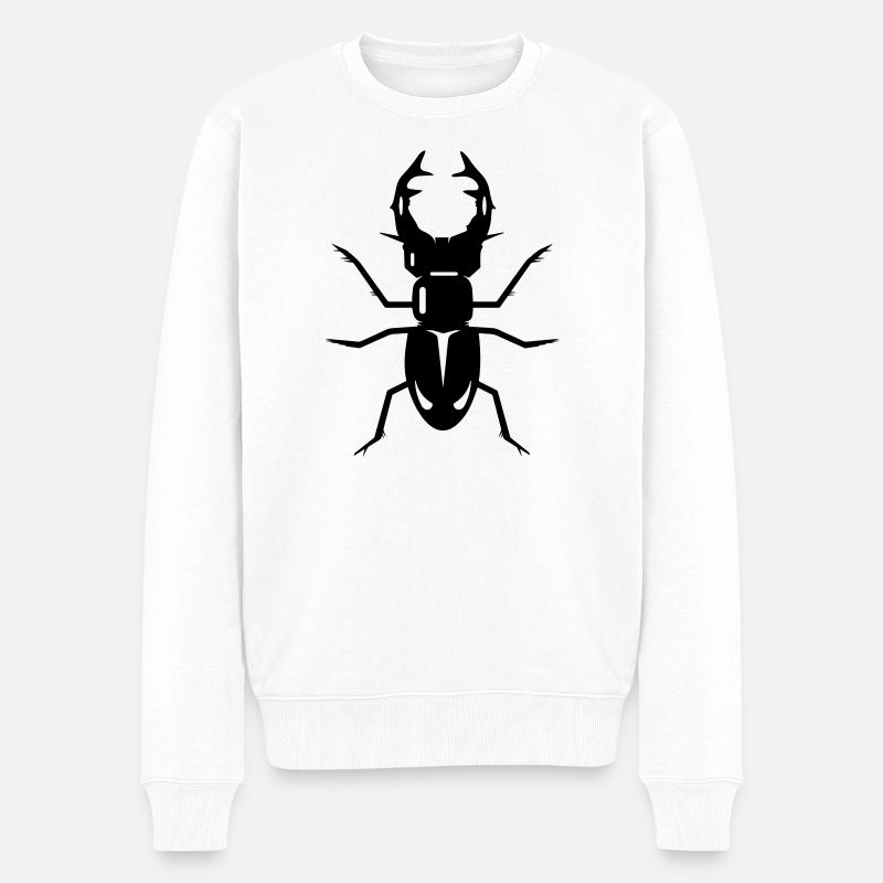 stilisierter Hirschkäfer mit prächtigen Geweih - Männer Premium Bio Pullover - Weiß