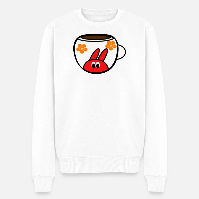 Kaffeezeit - Männer Premium Bio Pullover - Weiß