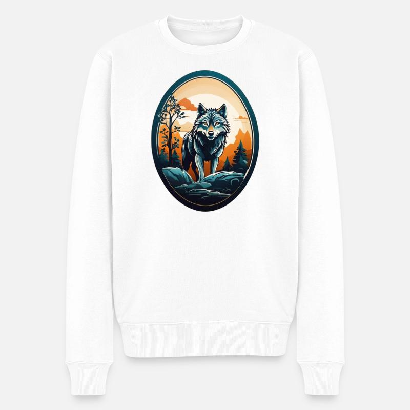 Loup habitant de la forêt - Pull Premium bio Homme - blanc