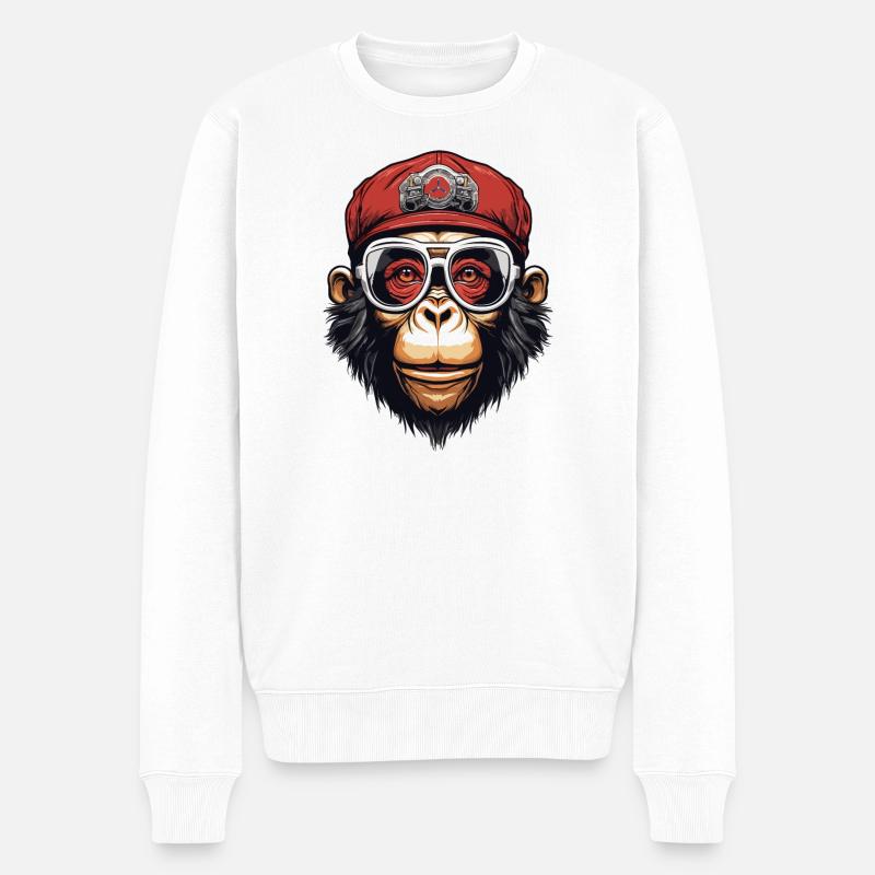 Cooler Affe - Männer Premium Bio Pullover - Weiß