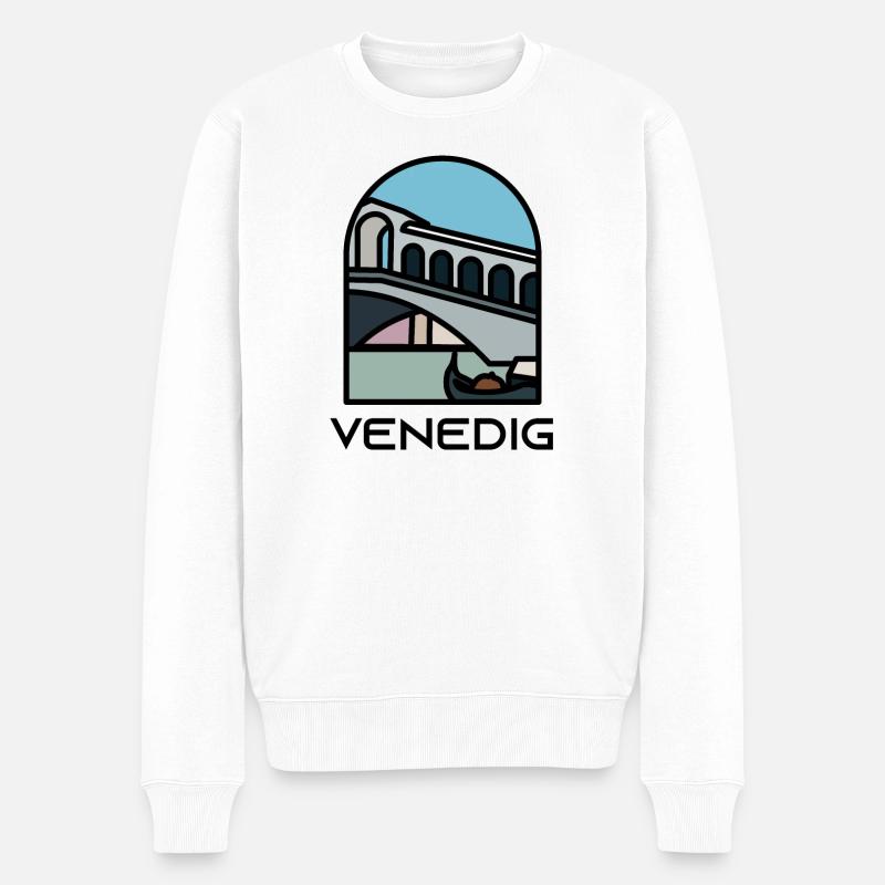 Venedig - Rialtobrücke - Männer Premium Bio Pullover - Weiß