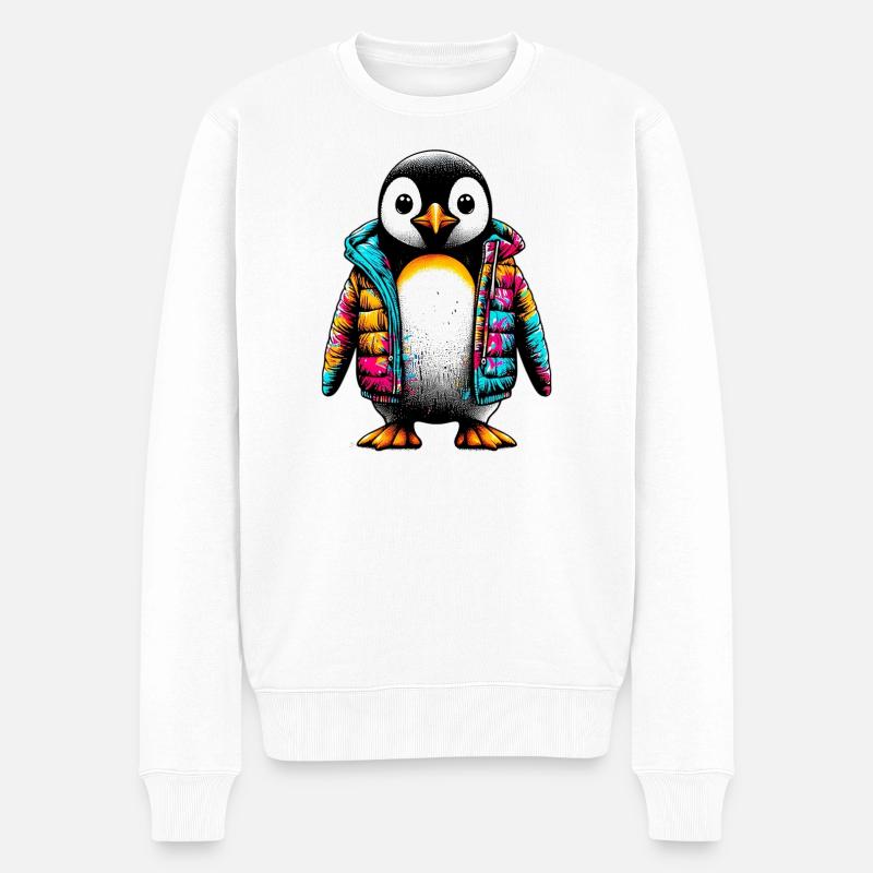 Pinguin mit Jacke Jacke - Männer Premium Bio Pullover - Weiß