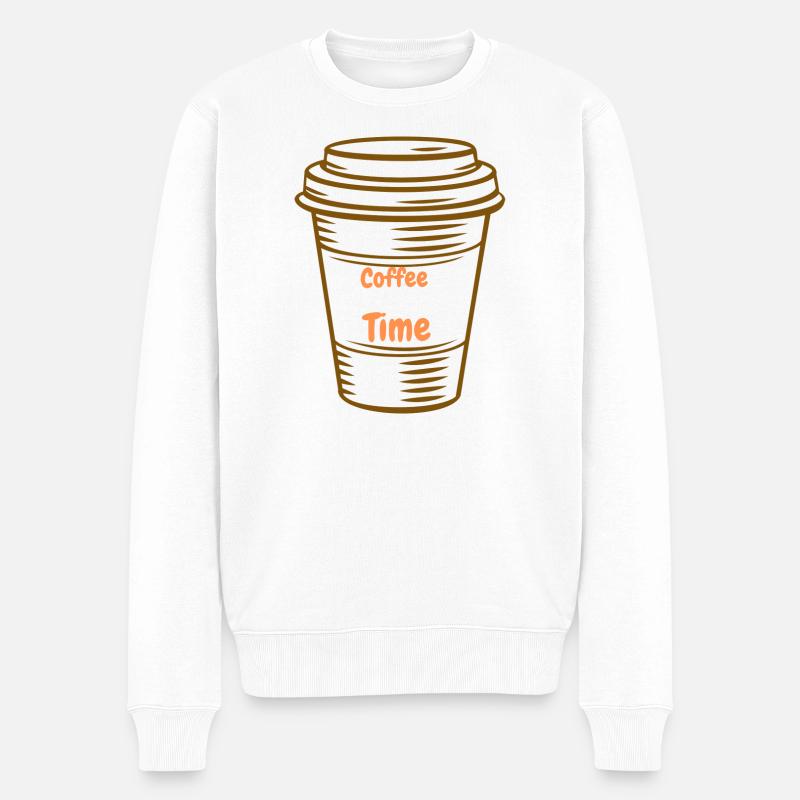 Kaffeezeit - Männer Premium Bio Pullover - Weiß