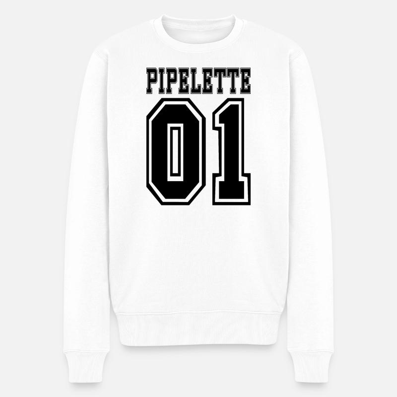 QUASSELSTRIPPE - Männer Premium Bio Pullover - Weiß