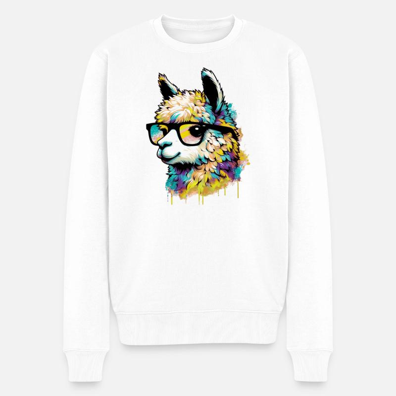 Alpaka - Männer Premium Bio Pullover - Weiß