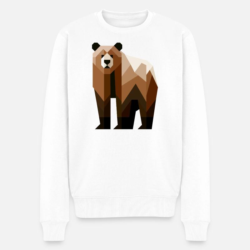 Geometrischer Bär - Männer Premium Bio Pullover - Weiß