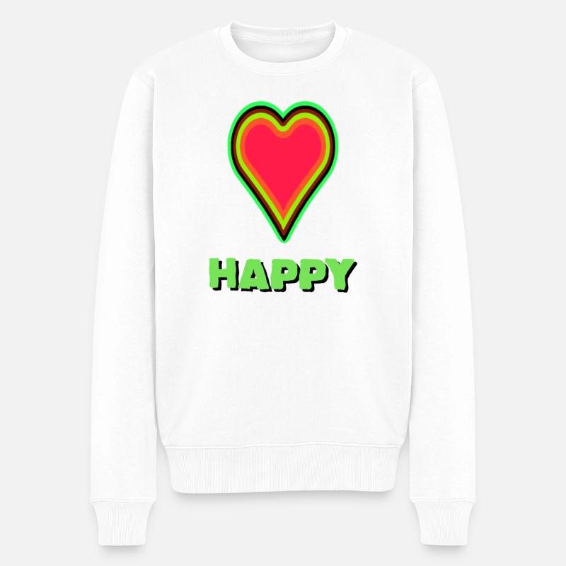 Graphique cœur VIBRANT avec encadrement néon - Pull Premium bio Homme - blanc