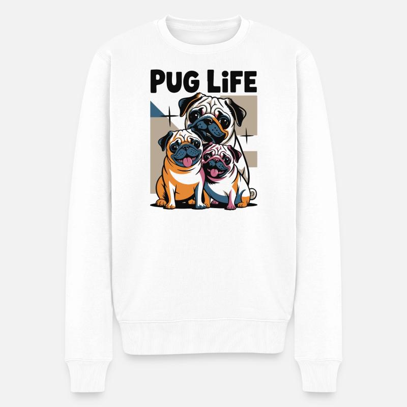 Illustrations de la famille Carlin exubérante - Pull Premium bio Homme - blanc