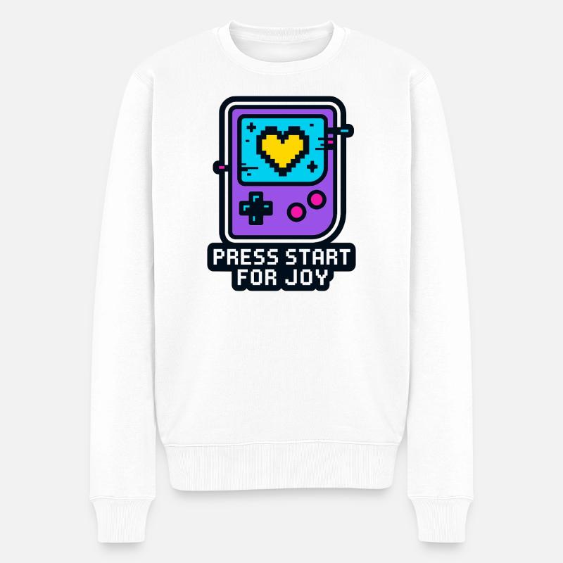 Press Start for Joy - Männer Premium Bio Pullover - Weiß