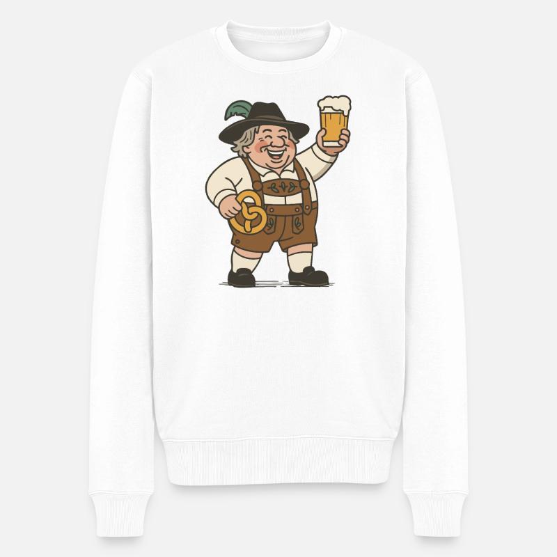 Amateur de bière joyeux à Lederhosen - Pull Premium bio Homme - blanc