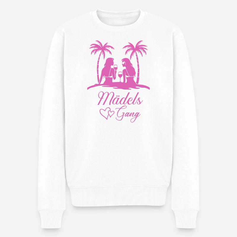 Mädels Gang Strandillustration - Männer Premium Bio Pullover - Weiß