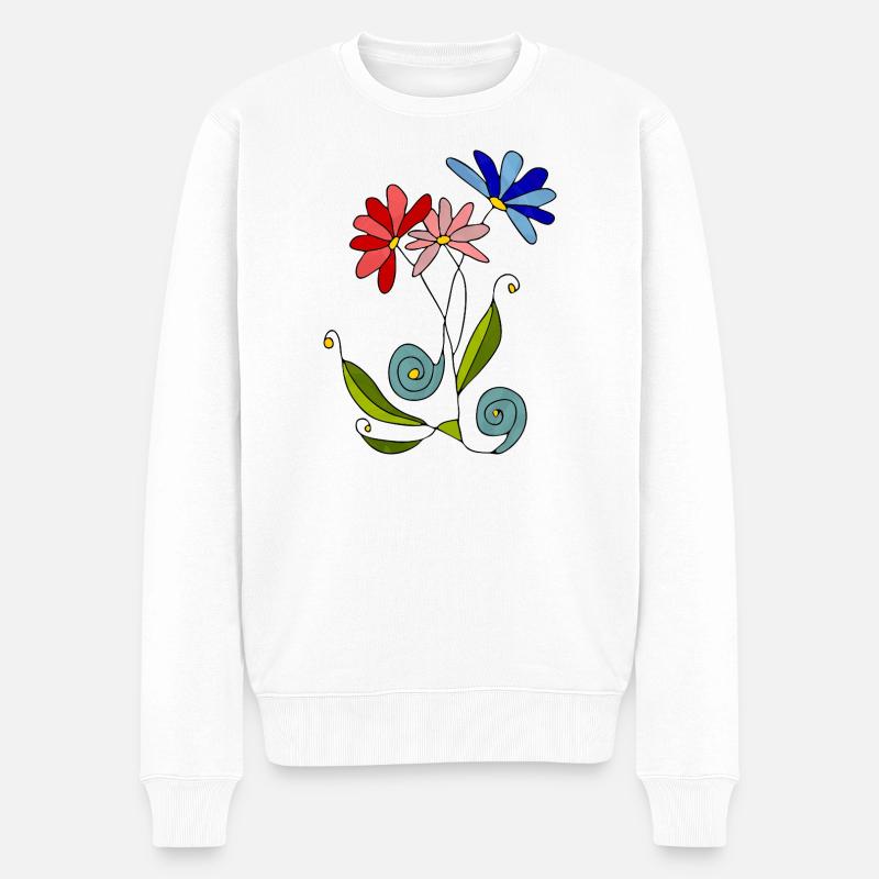 Blumen - Männer Premium Bio Pullover - Weiß