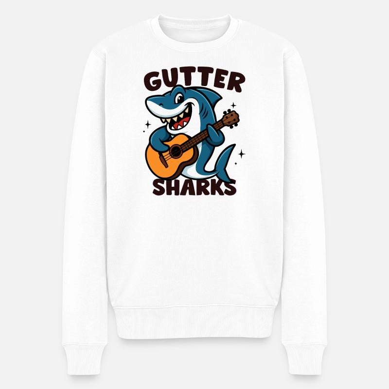 Hai-Musiker-Kröte - Männer Premium Bio Pullover - Weiß