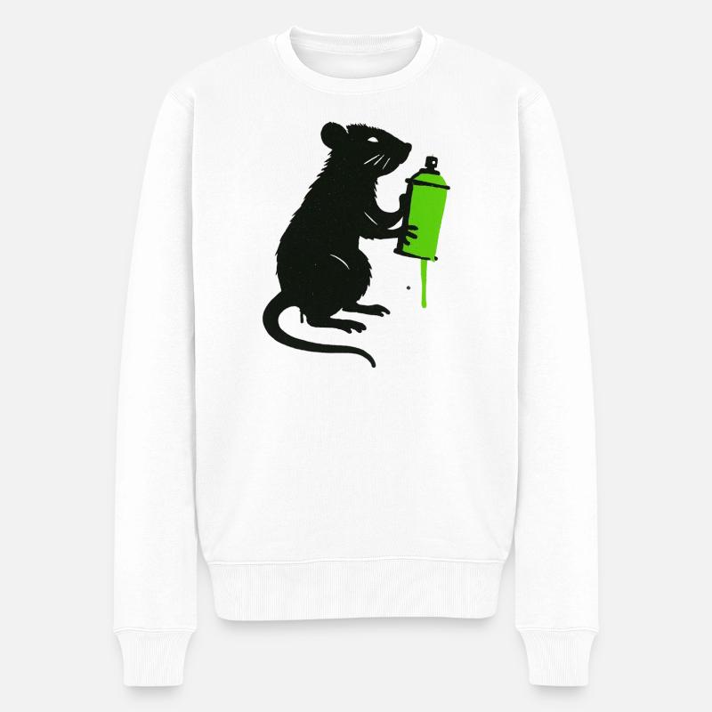 Illustration scientifique de rat avec seringue - Pull Premium bio Homme - blanc