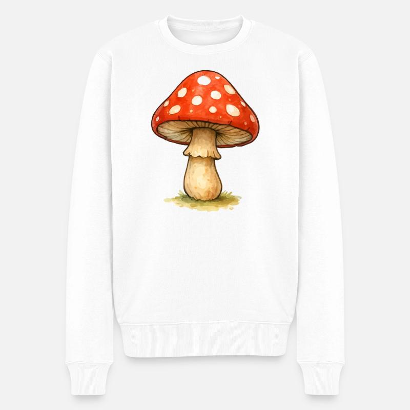 Illustration de champignon rouge - Pull Premium bio Homme - blanc