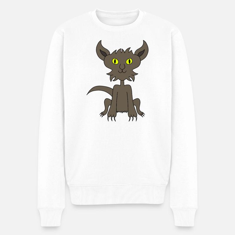 Katze - Männer Premium Bio Pullover - Weiß