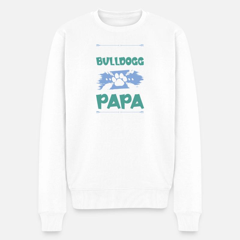 Bouledogue Chiens Papa - Pull Premium bio Homme - blanc