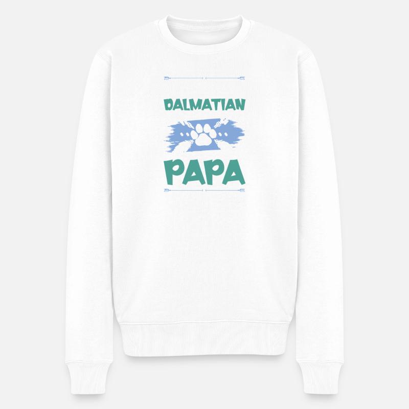 dalmatiner hunde papa - Männer Premium Bio Pullover - Weiß