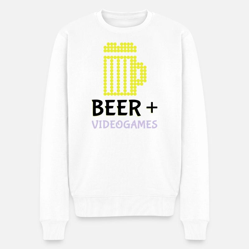 Pixel-Bier-Videospiele - Männer Premium Bio Pullover - Weiß