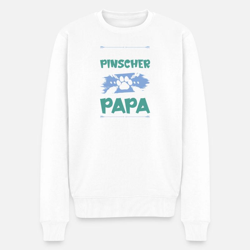 pinscher hunde papa - Männer Premium Bio Pullover - Weiß