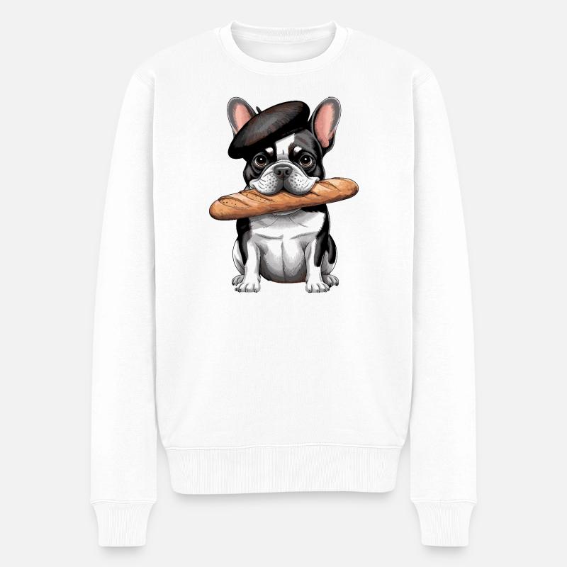 Bouledogue français avec baguette - Pull Premium bio Homme - blanc