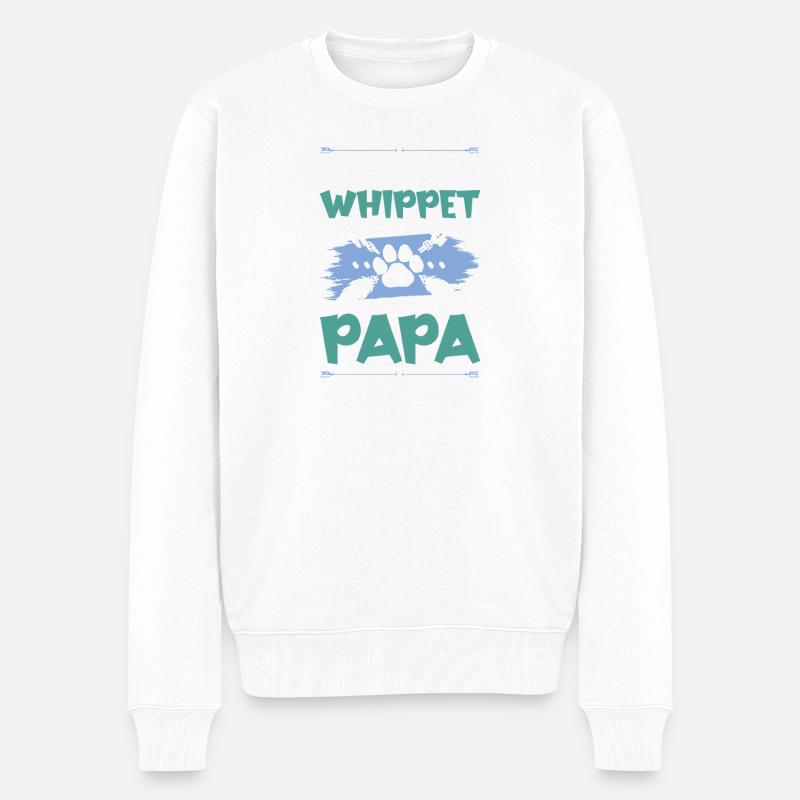whippet hunde papa - Männer Premium Bio Pullover - Weiß