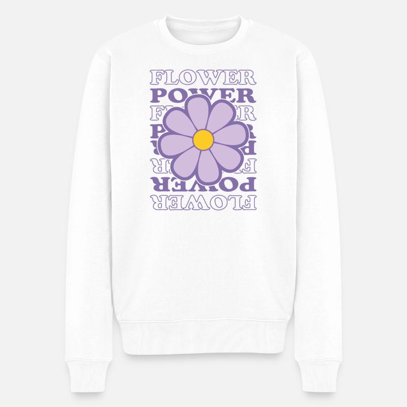 Flower-Power - Männer Premium Bio Pullover - Weiß