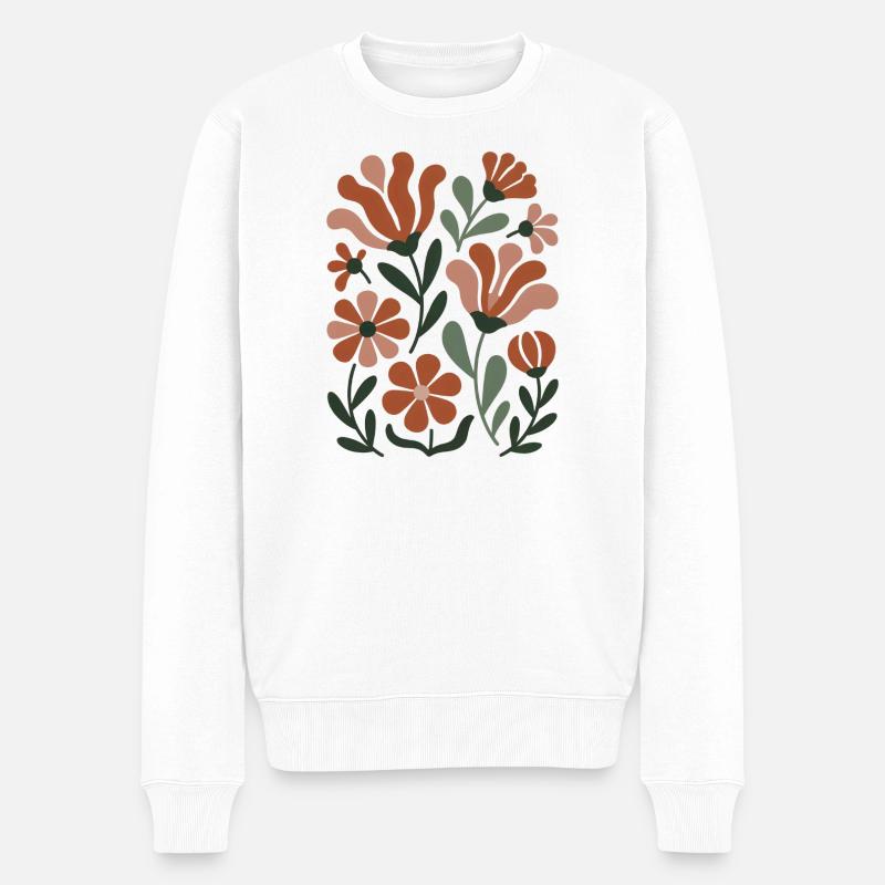 Fleurs sauvages bohèmes – Harmonie fleurie - Pull Premium bio Homme - blanc