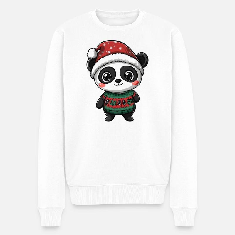 Panda Weihnachten - Männer Premium Bio Pullover - Weiß