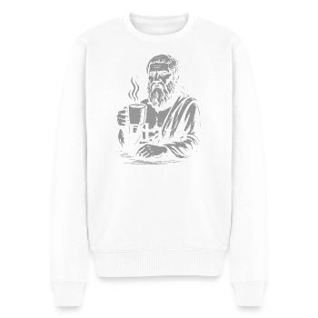 Plato Kaffeetasse Porträt - Männer Premium Bio Pullover - Weiß - Vorne - Thijin (182cm)